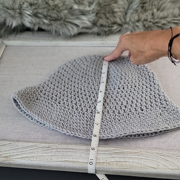 Hand made Gray Crochet Bucket Hat - Picture 8 of 9